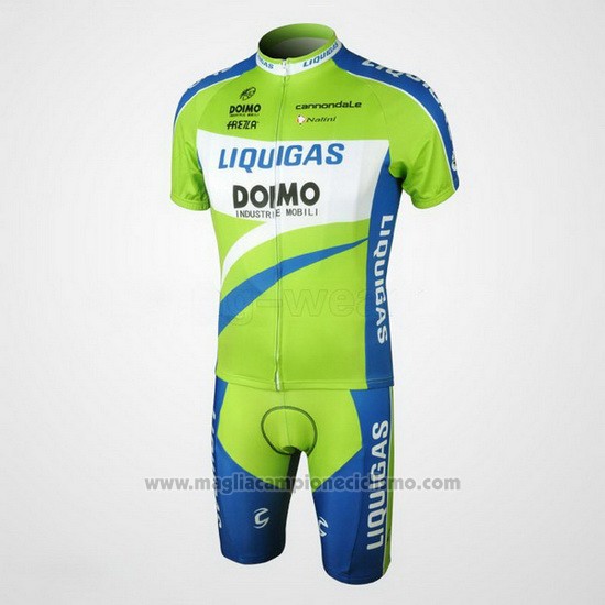 2010 Abbigliamento Ciclismo Liquigas Doimo Blu e Verde Manica Corta e Salopette